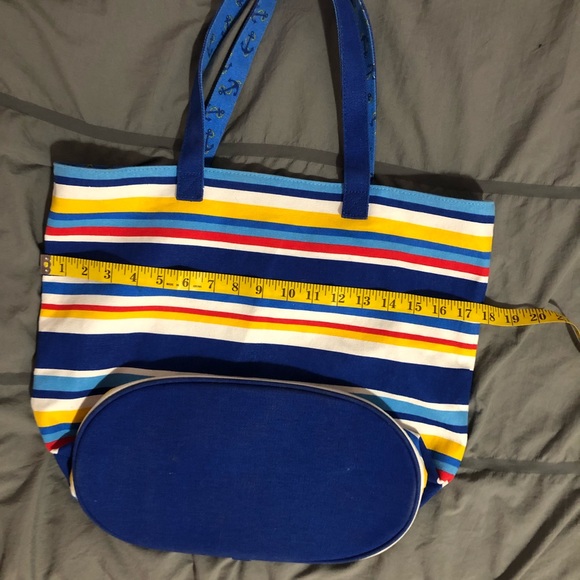 Punctuate Canvas Tote Beach Bag Stripes Anchors Primary Colors NICE - Picture 5 of 9